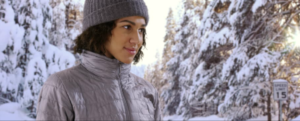 african american woman in snow happy stock