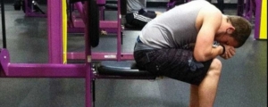 sad person at gym stock