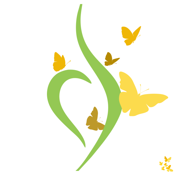 Green NEDA swoosh icon, butterflies. Resource Center brought to you by the Grace Holland Cozine Foundation