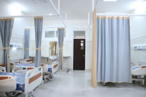 Hospital room with beds