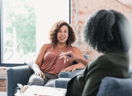 Woman seeking eating disorders help with therapist