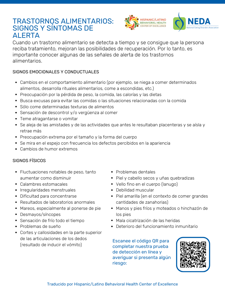TRASTORNOS DE LA ALIMENTACIÓN: SEÑALES Y SÍNTOMAS DE ADVERTENCIA